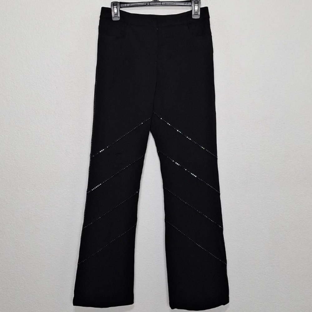 Glam Black Rhinestone Embellished Quiet Luxury Party Night Out Glam Pants Size 4